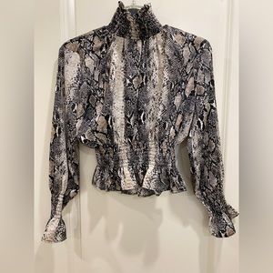 Snakeprint dressy long sleeve top
